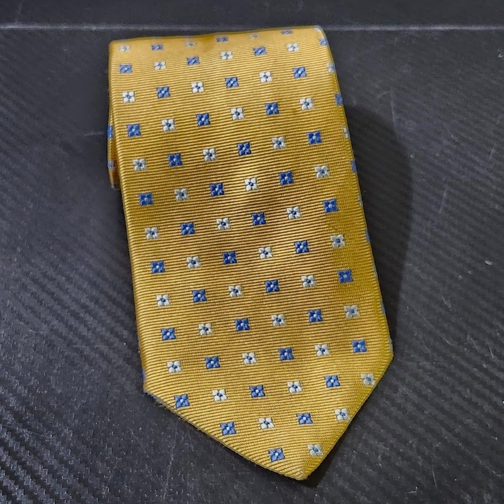 Vintage Brooks Brothers Gold Micro Geometric Patterned Tie